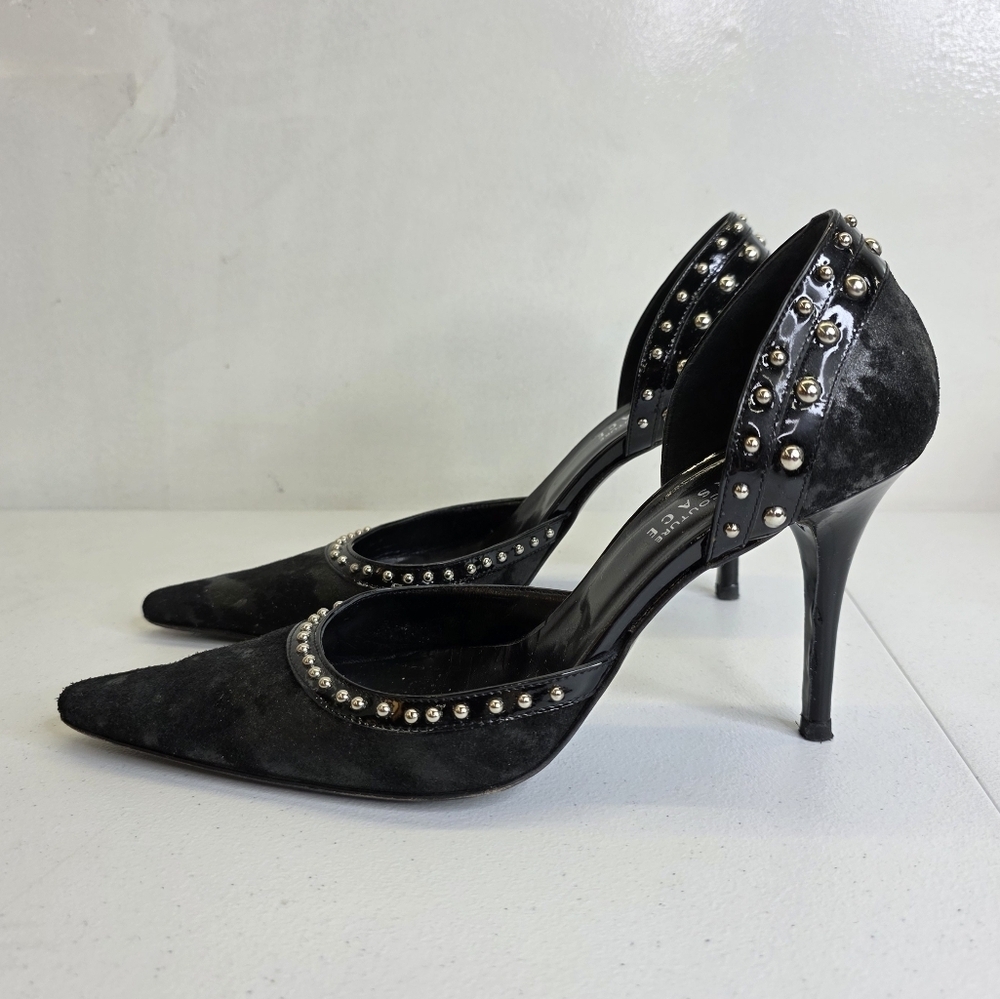 Versace Jeans Couture Women's Black Calf-Skin Leather Pumps Designer Shoes